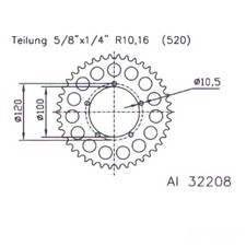 Esjot Kettenrad Alu Zähne 40 51-32208-40 für Aprilia SL 1000 Falco 1999-04