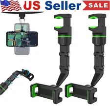 360°Car Rearview Mirror Rotation Adjustable Phone Holder Mount Multifunction LOT