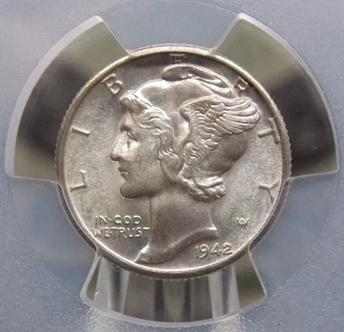1942 "D" Mercury SILVER Dime 10c PCGS MS66 FB #152 *FULL BANDS* Gem BU ECC&C Inc