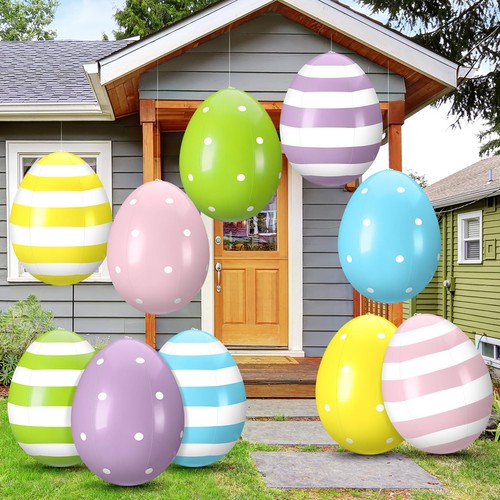 10 Pack 16 inch Inflatable Easter Eggs Decorations Easter Inflatables Outdoor...
