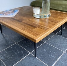  Handmade parquet Coffee Table- from teak parquet flooring with, oak trim 