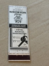 1930s New York City NY Federal Match Matchbook Hotel Martha Washington 🏩