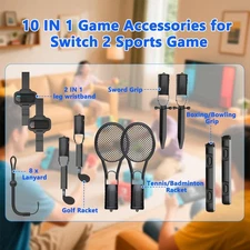 Sports Accessories for Nintendo Switch 2 ,10 in 1 Family Sports Accessories Gift