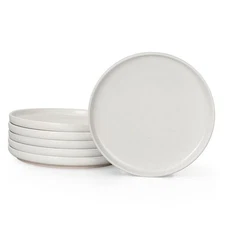  Dinner Plates Set of 6, 10.2 Inch Stoneware 6-Piece Speckled Milky White