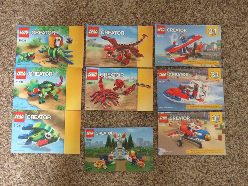 VTG LEGO "CREATOR" #31031(3)#31032(2),#31076(3),#40221 INSTRUCTION BOOKS ONLY!!