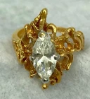 Vintage Gold, 925 Silver, Modernist, Marquis Cocktail Ring, EDCO, Sz 7, JWL-1028