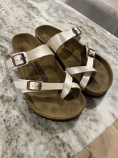 Mayari Toe Loop Birkenstock Sandals, Size 37 Reg Width, Pearl /Beige, EUC