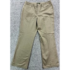 Eddie Bauer Women's Khaki/Beige Flat Front Straight Leg Pants sz 14 15674 