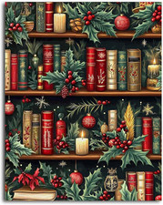 Christmas Paint by Numbers Kit for Adults, Book Shelf Adults Paint by Number Kit