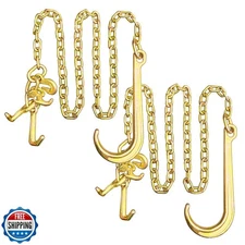 SENKEYFE 2PCs G80 j Hooks Tow Chain, 5/16"x8' Recovery Tow Hooks Chain 15IN J