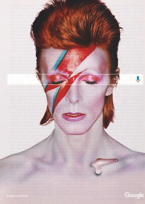 2016 Google David Bowie 3-page Print Ad Ziggy Stardust What World