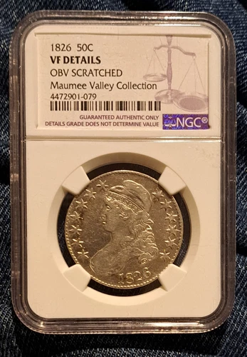 1826 Capped Bust Early US Half Dollar NGC AU Details (OBV SCRATCHED)