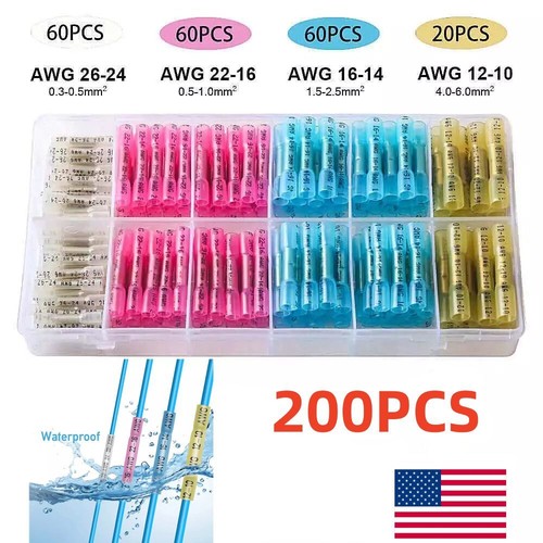 USA STOCK Heat Shrink Wire Butt Connectors Crimp Terminal Kit Waterproof - Picture 19 of 19