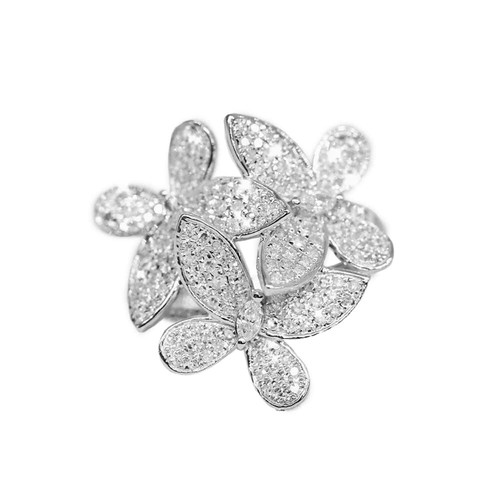 Three Butterflies Flower Ring for Women Girls Dainty Rhinestone Crystal Butterfl