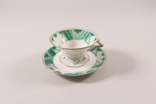 Volkstedt Beyer & Bock Mokka- Sammeltasse Untertasse grün 1940 Art-Deco