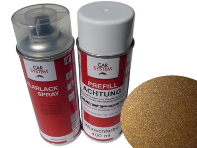 Lackspray Set 400ml Basislack RAL 1036 Gold Metallic + Klarlack Lackpoint !