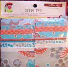 Creative Cuts 2.5" x 42" Quilt Strips  Fabric Grayson Gray, Coral Blue, White