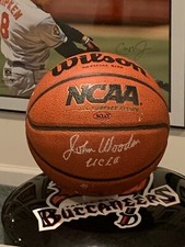 JOHN WOODEN UCLA BRUINS SIGNED AUTOGRAPHED FULL SIZE BASKETBALL NCAA CHAMPS