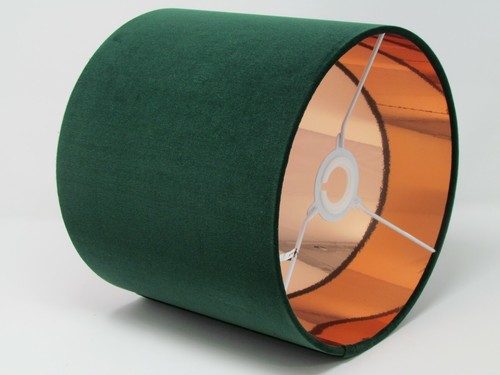 Lampenschirm Waldgrün Samt Spiegel Kupfer Trommel Lampenschirm - Bild 4 von 12