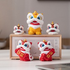 1 Pair Creative Lion Dance Ornaments Home Living Room Lucky Decor with Gift Box