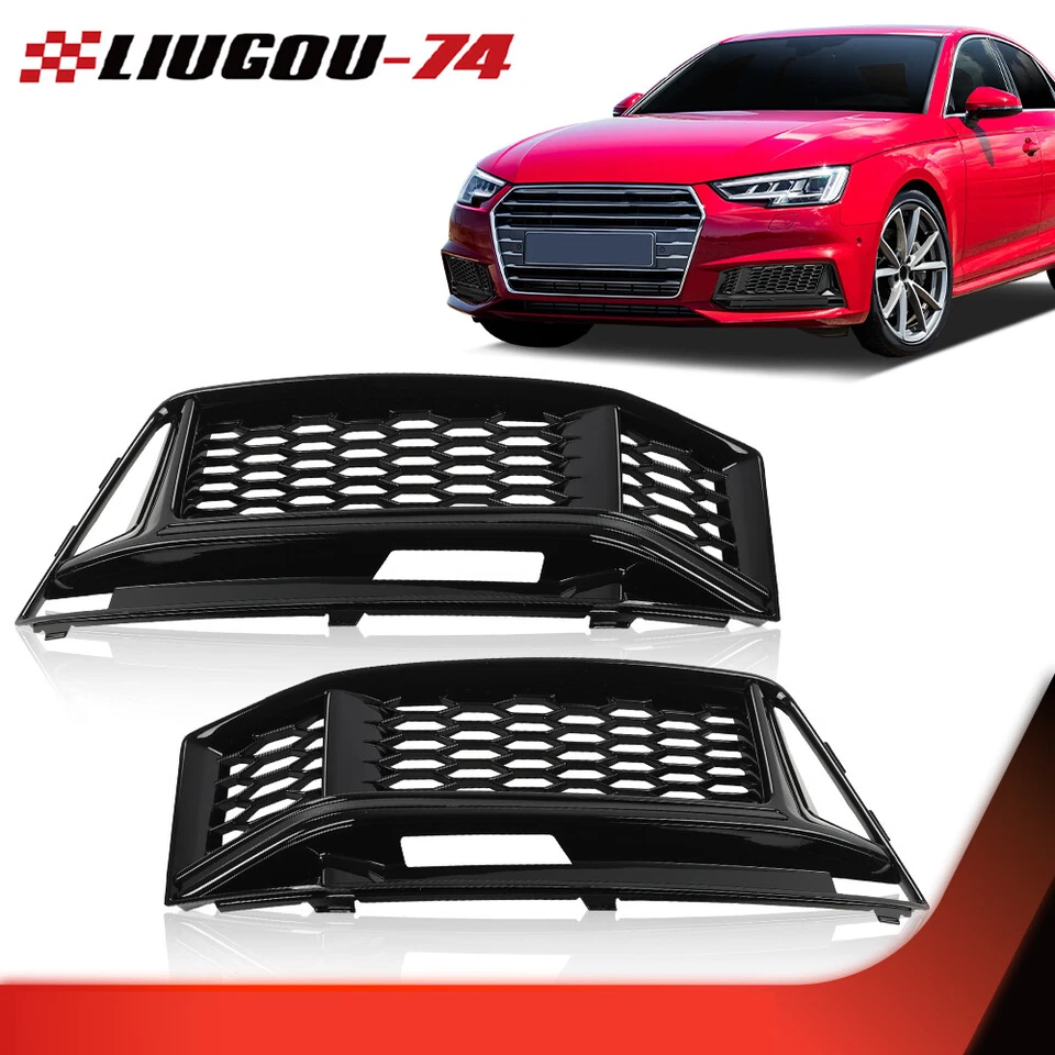 Fit For Audi A4 B9 S-line/S4 B9 2016-2018 RS5 Style Fog Light Grill Bezel Cover Foto 3 de 4