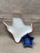 Treasure Craft Texas Chip & Dip Serving Tray And Bowl - USA Vintage 1980s