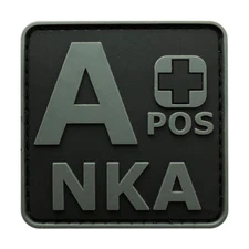 Blood Type A + Positive NKA ACU Hook Patch [3D-PVC Rubber-2.0 X 2.0 inch -BP2]