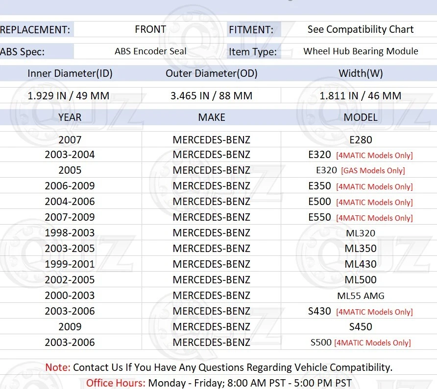 [FRONTAL (cantidad 1)] Unidad de cojinete de cubo de rueda 510083 para Mercedes-Benz S450 2009 4Matic Foto 2 de 4