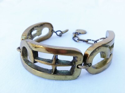 Bracelet Vintage Michel Buffet — Laiton Doré, Années 1970 — Longueur 23 Cm — Occasion