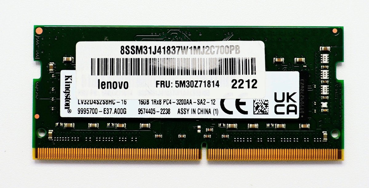 Kingston 16GB DDR4 3200 MHz 1Rx8 SoDimm Laptop RAM 9995700 Lenovo