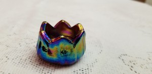 紫水晶紫色嘉年华虹彩玻璃莲花郁金香图案打开盐酒窖 Ebay