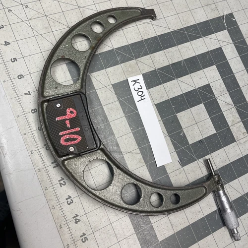 MITUTOYO 9" to 10" CARBIDE-TIPPED OUTSIDE MICROMETER - .0001" - (k305