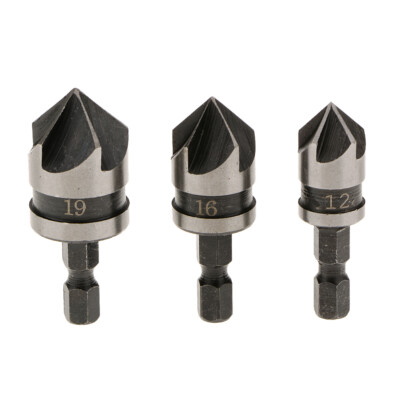 3tlg 1/4inch Hex Kegelsenker Senkbohrer HSS Bohrer Werkzeug Senker Bits-Set
