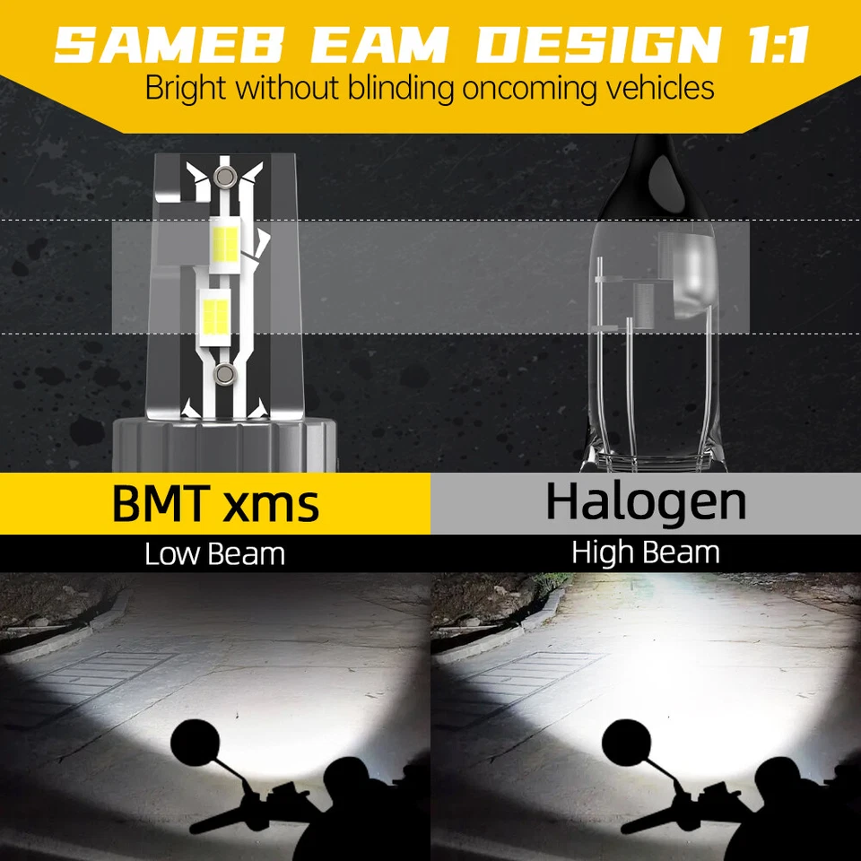 Motorcycle H4 Headlight LED Hi Lo Beam Bulb Super White For Hyosung GV250 ST7 - Image 2 of 4