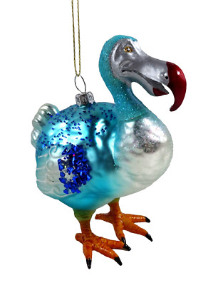 Dodo Vogel Dronte Anhänger Glas blau Weihnachten Kugel Christbaum Schmuck