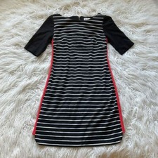 Eliza J Black-White Striped Sheath Dress