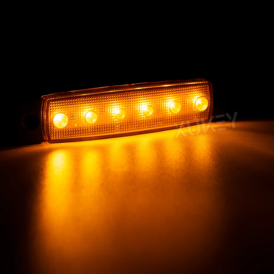 10X 6-LED 12V 24V LKW Seitenmarkierungsleuchte Begrenzungsleuchten Gelb Anhänger - Bild 3 von 4