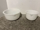 Vintage Glasbake For Sunbeam Mixing Bowls Milk Glass Set Of 2 Large and Small