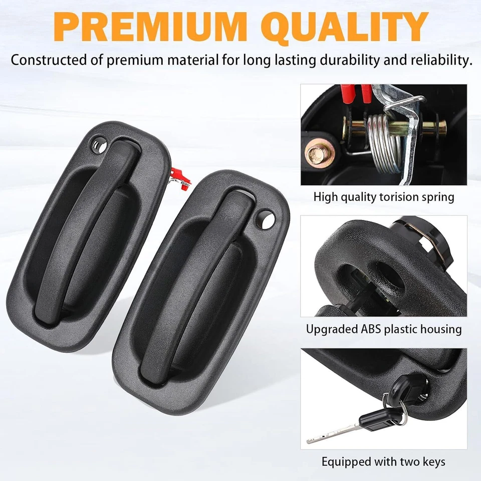 Front Door Handle & Lock Cylinder For 2001-2006 Chevy Silverado Sierra 1500 2500 - Image 2 of 4