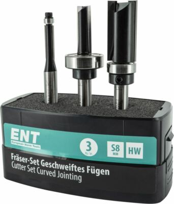 ENT Fräser-Set 3-teilig 09040 für geschweiftes Fügen Ø Schaft 8 mm