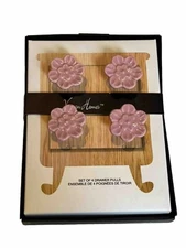Vatican Homes Set of 4 Ceramic Drawer Pulls Pink Flowers French Country Cottage