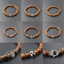 Fashion Men's Woman 8MM Multilayer Wooden Beaded Bracelet Jewelry Stretch Bangle