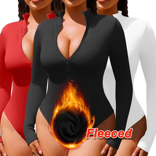 Damen Reißverschluss Body Mock Rollkragen Bodysuit Shirt Kompressionsbody Tops - Bild 1 von 24