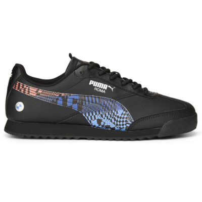 Puma Bmw Mms Roma Via Lace Up Mens Black Sneakers Casual Shoes