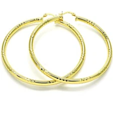 Women's 14K Gold Filled Diamond Cut Round Extra Large Big Hoop Earring 40mm-70mm