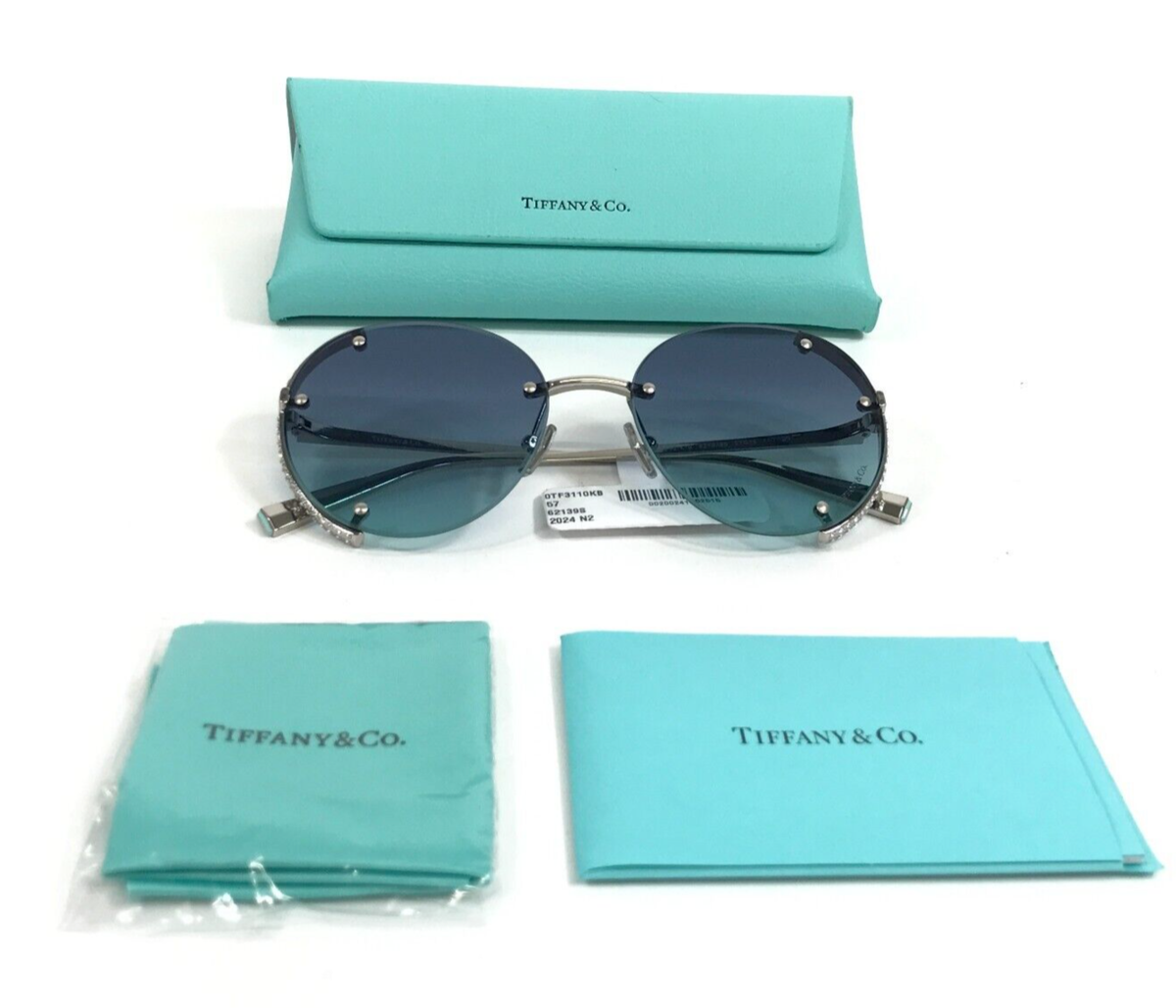 Tiffany & Co. Gold Aviator Sunglasses with Teal Case Tiffany & Co. Aviator Plastic Frame Sunglasses for Women for  main image 3