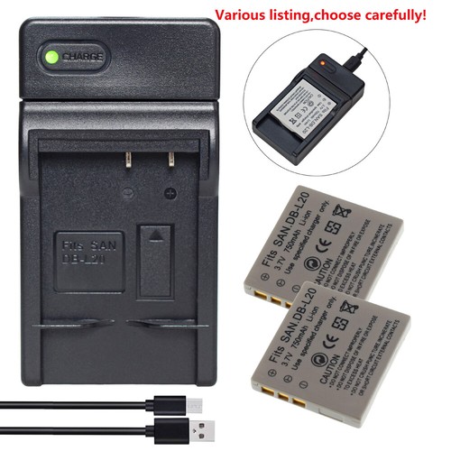 DB-L20 Battery or Charger Sanyo VPC-CG9 VPC-E1 VPC-E2 VPC-E6 E7 VPC-S7 DMX-CG65