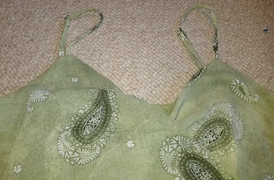 NUEVO CON ETIQUETAS $155 Mono para mujer-MICHAEL KORS-verde paisley Babydoll Fairy sedoso-M Foto 3 de 4