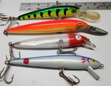 (4) Vintage Mann's Rapala Bomber Cordell 6.5" and Larger Crankbaits & Jerkbaits