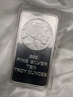 10 troy ounces Silver Bar .999 Fine Bullion Indian Head Buffalo design